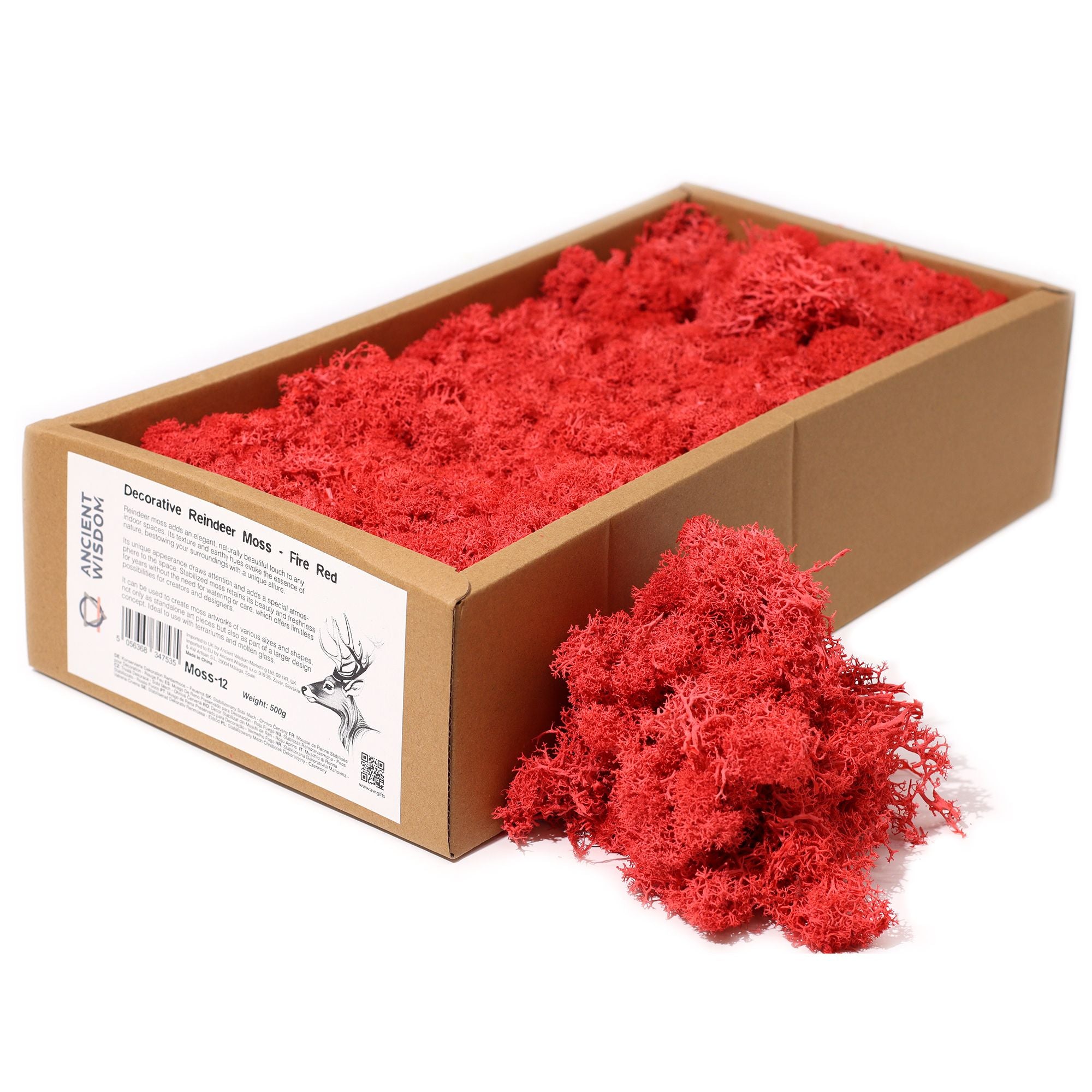 Vibrant Fire Red Decoration Reindeer Moss for Creative Crafts