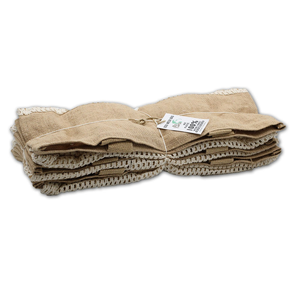 Pure Soft Jute and Cotton Mesh Bag Natural for Eco Friendly Shopping