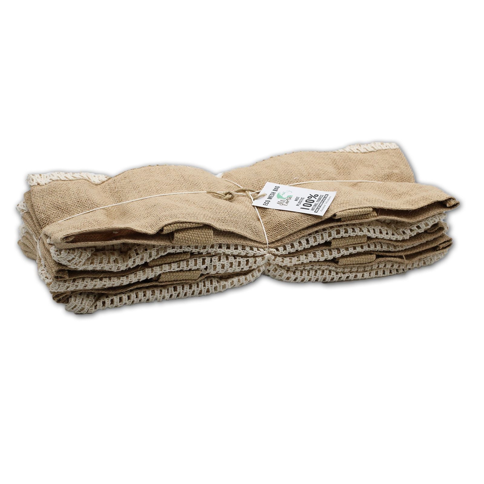 Pure Soft Jute and Cotton Mesh Bag Natural for Eco Friendly Shopping