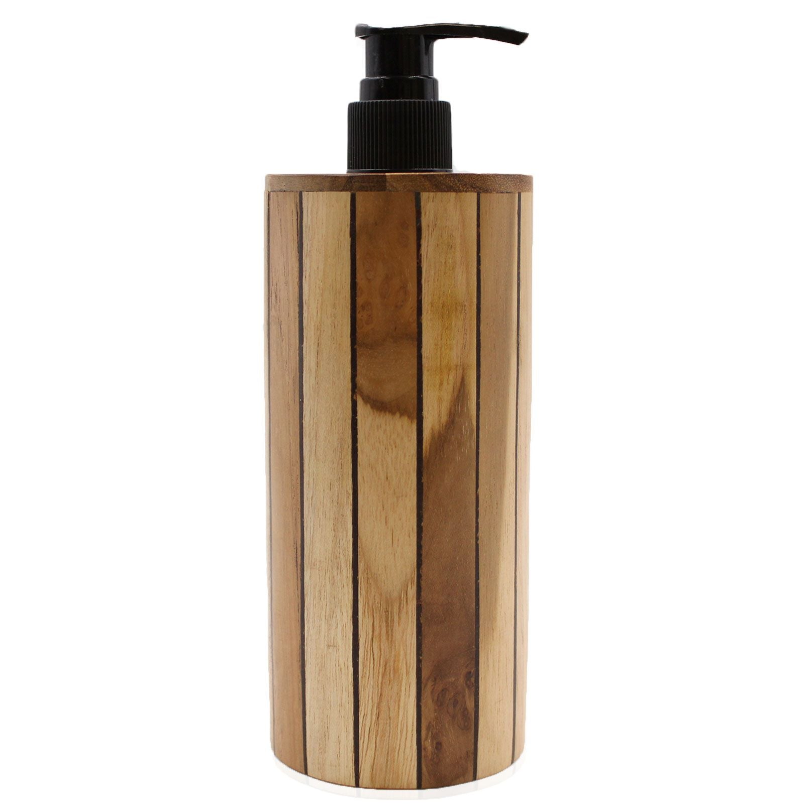 Natural Teakwood Round Soap Dispenser for Kitchen and Bathroom