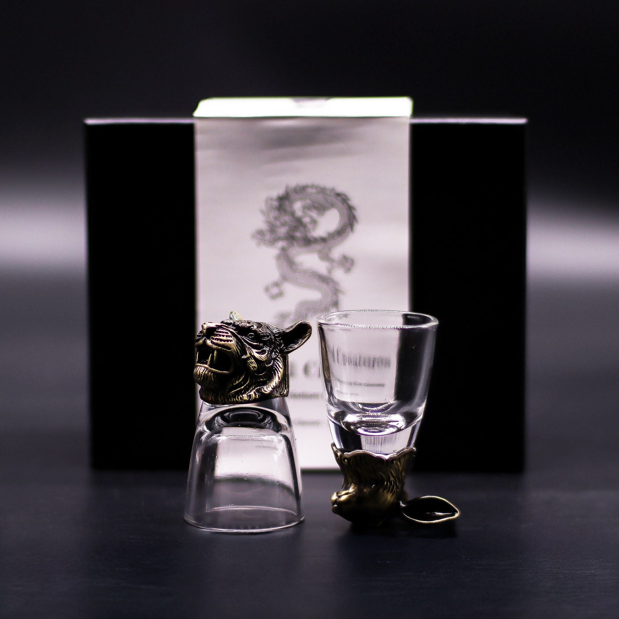 Gift Set of 6 Mystical Creatures Shot Glasses in Antique Bronze