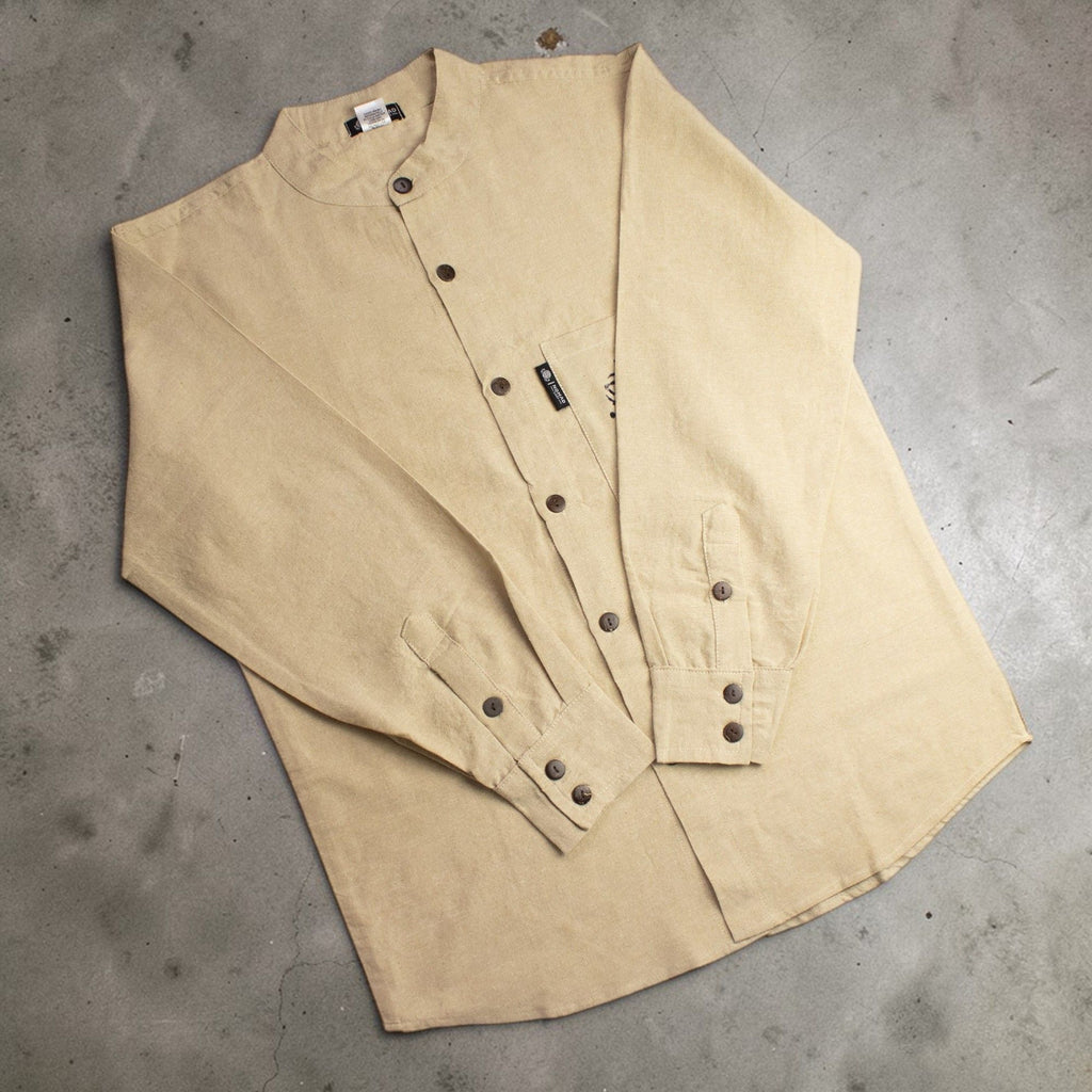 Nomad Sari Kathmandu Shirt in Stone with Hand Painted Pocket