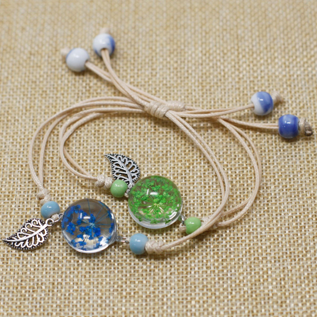Pressed Flowers Unique Flower and Leaf Bracelet for Nature Lovers