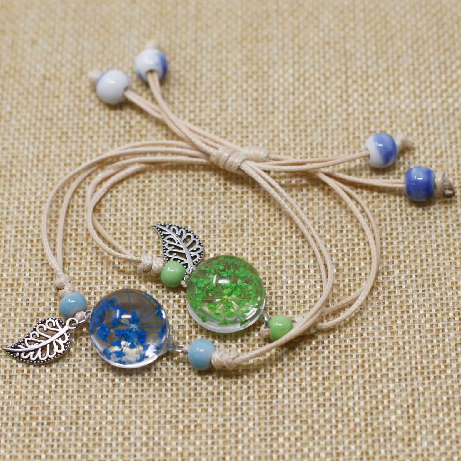Pressed Flowers Unique Flower and Leaf Bracelet for Nature Lovers