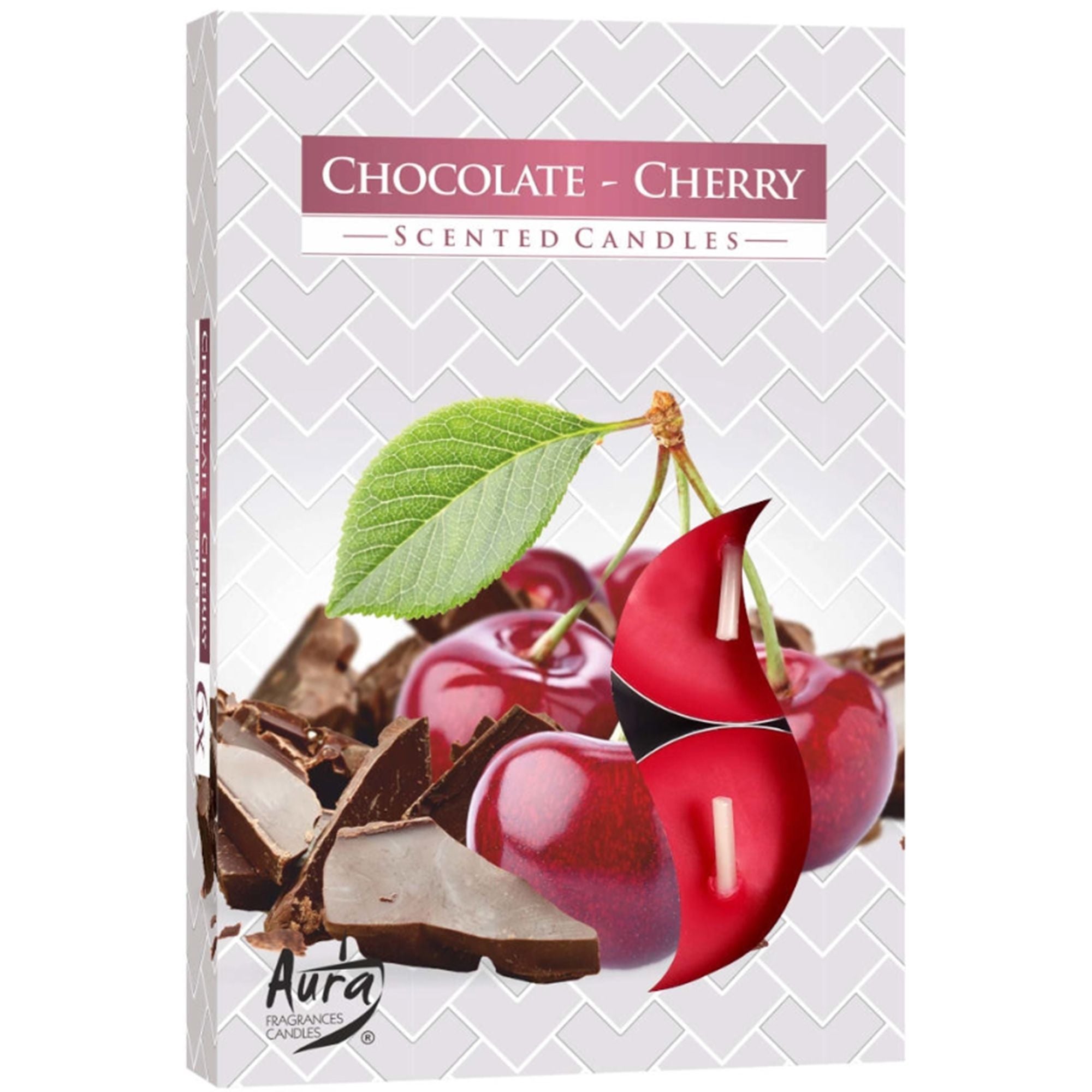 Set of 6 Scented Tealights with Chocolate and Sour Cherry Aroma