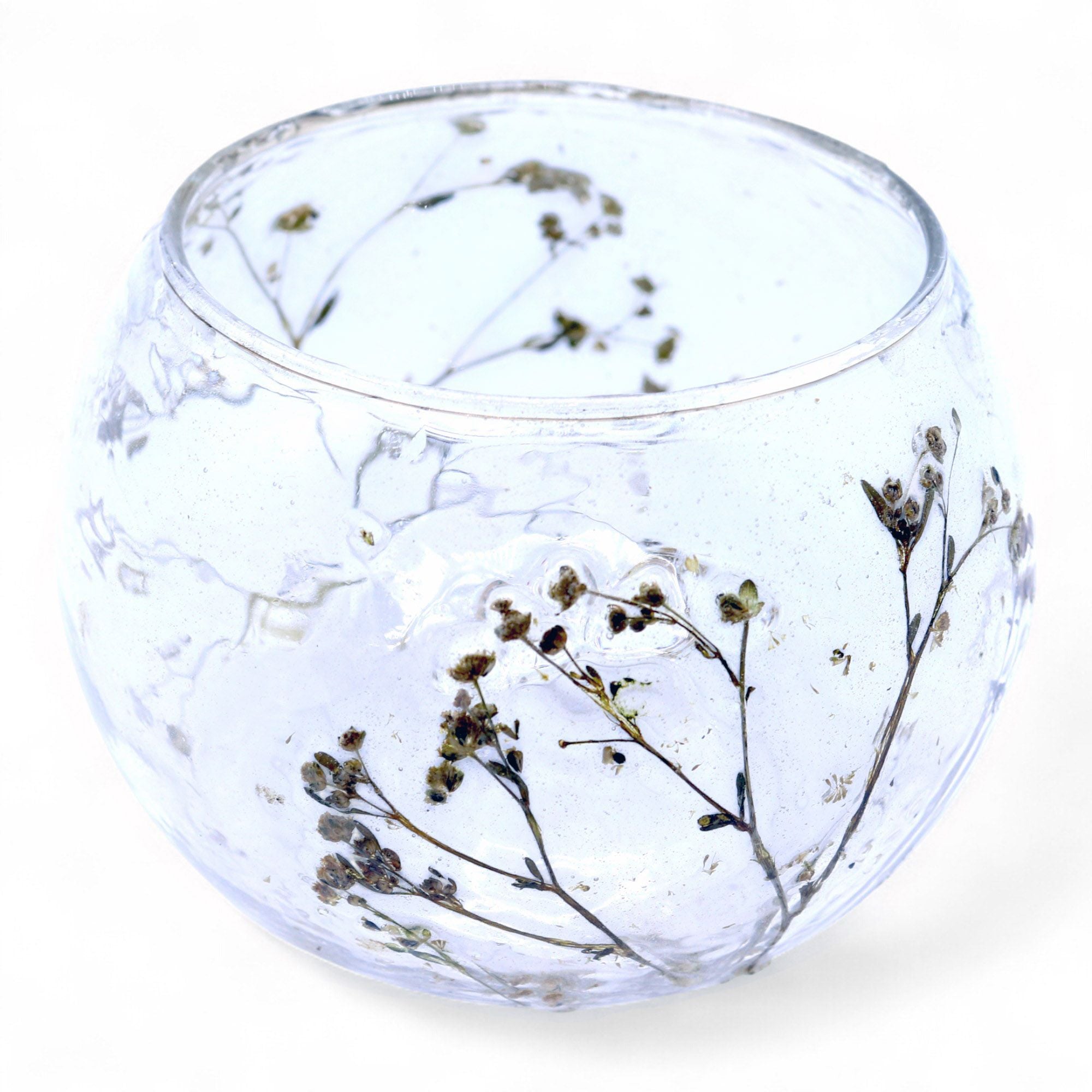 Natural Floral Glass Candle Holder Bowl Margarita with Unique Design