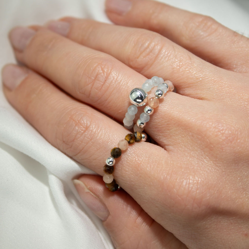 Nymph Spirit Gemstone Ring Set Sea Sunset for Versatile Styling