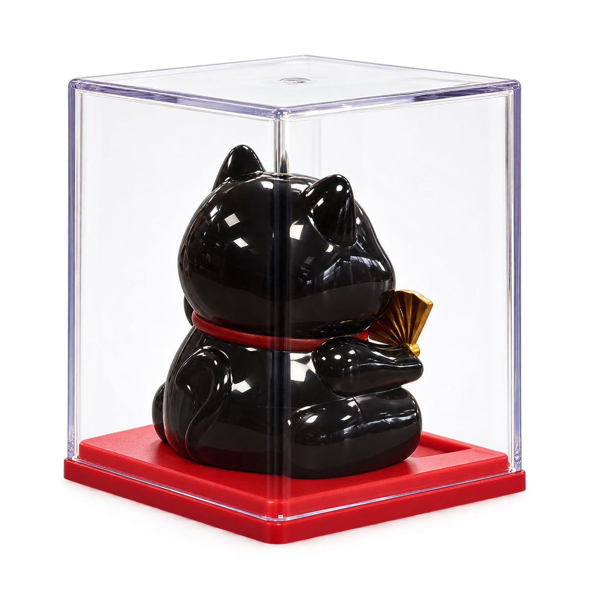 Mini Solar Powered Japanese Lucky Cat in Display Box – Black