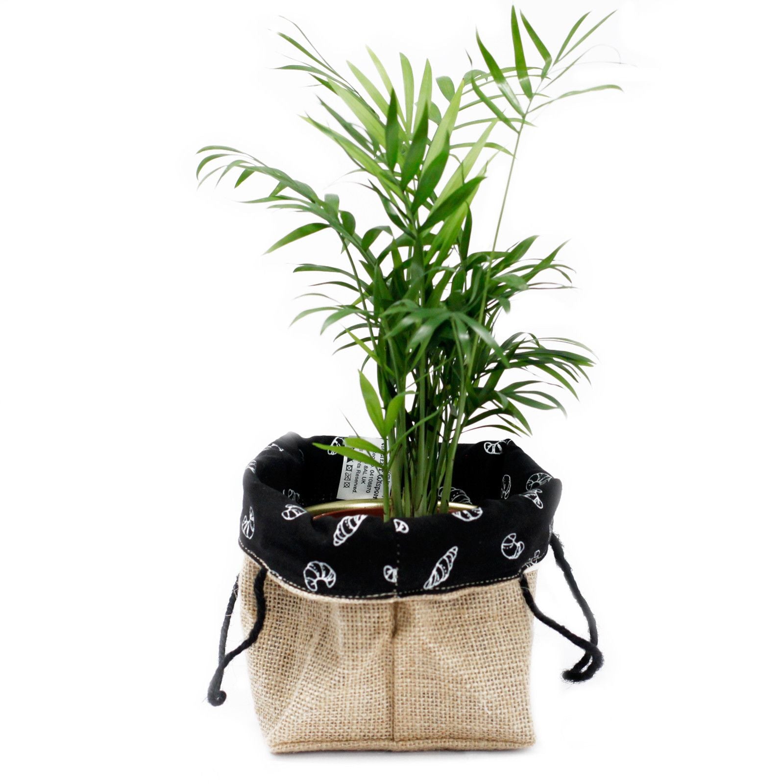 Natural Jute Cotton Gift Bag with Elegant Black Lining Medium