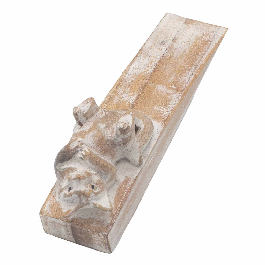 Hand Carved Kitten Doorstop for Charming Home and Office Décor