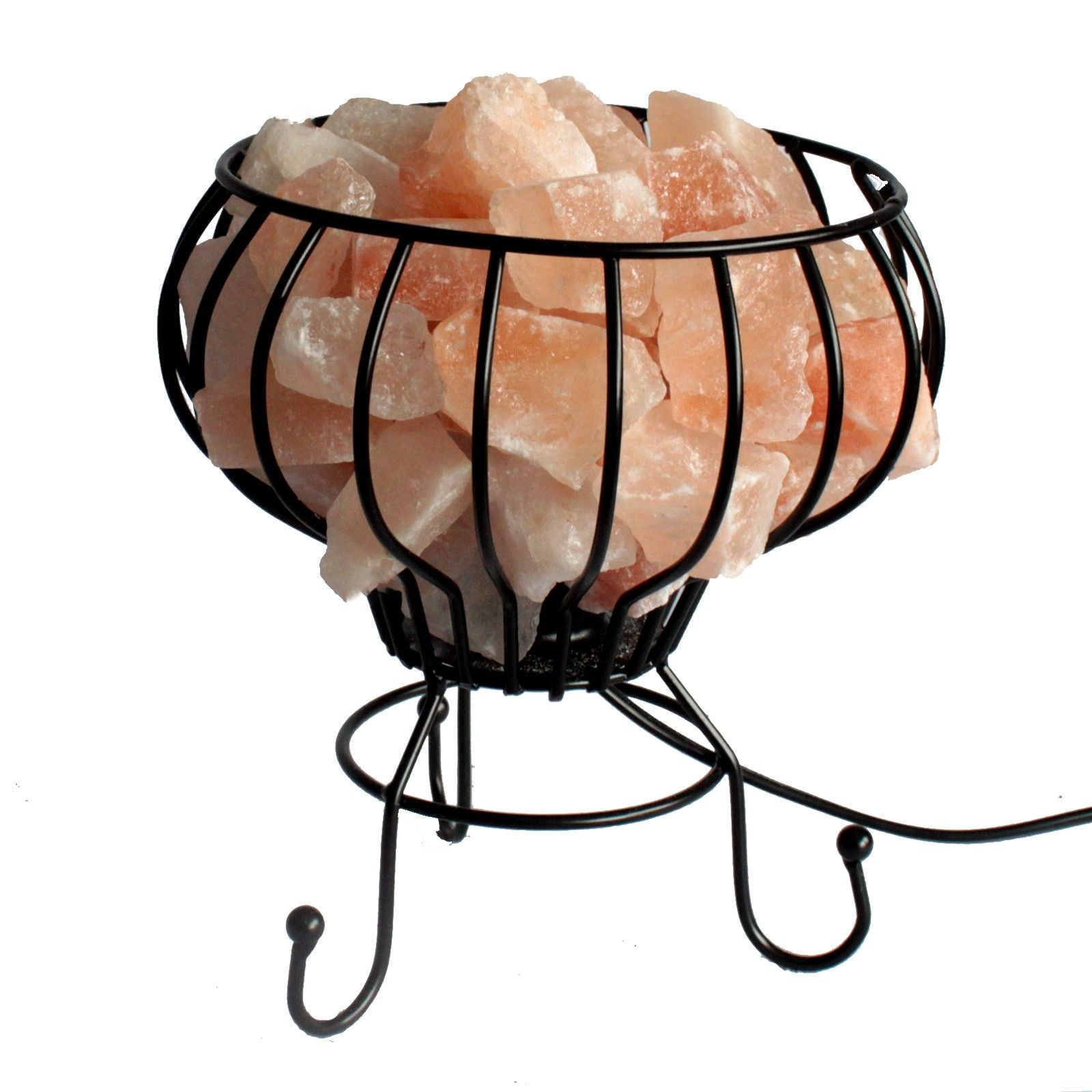 Low Salt Rock Brazier Set with Pink Salt Chunks and Light Fitting