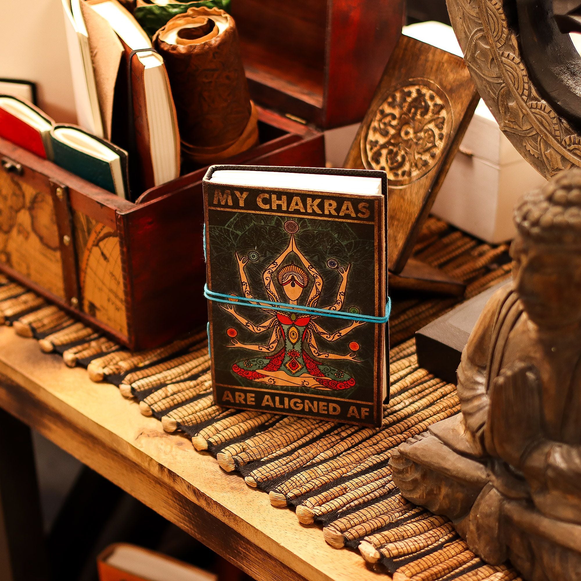 Leather Printed Notebook My Chakras Are Aligned AF with 200 Pages