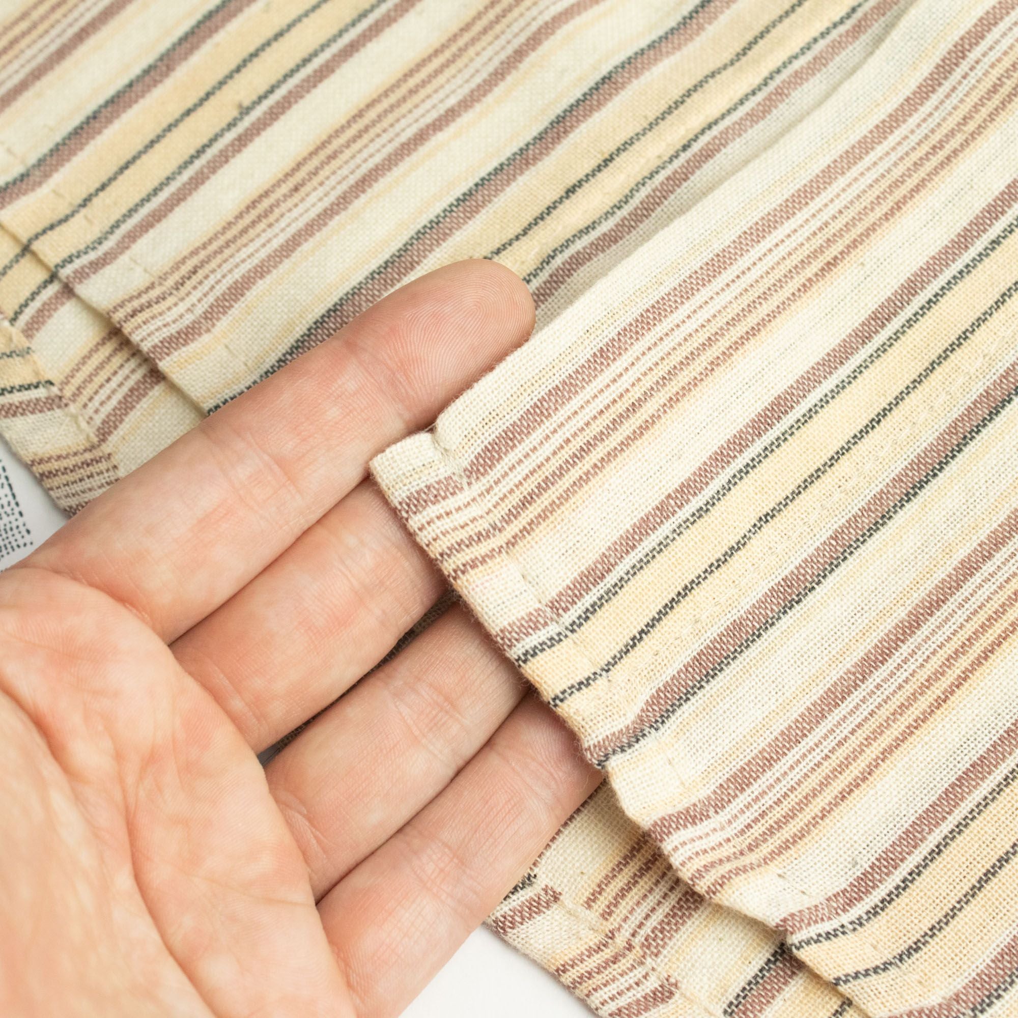 Nomad Sari Grandad Shirt in Brown Beige with Classic Stripes
