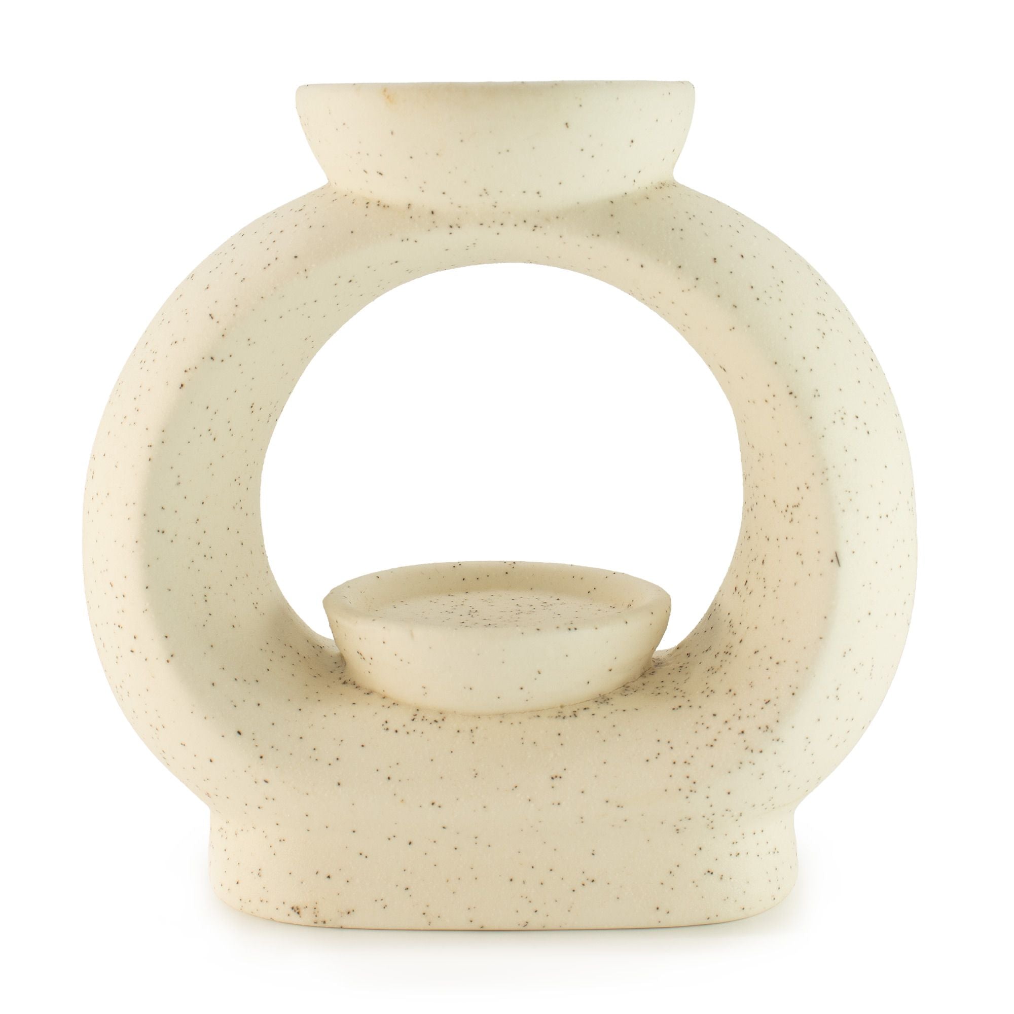 Ceramic Zen Oil Burner Large Oval Pebble Speckled Off White