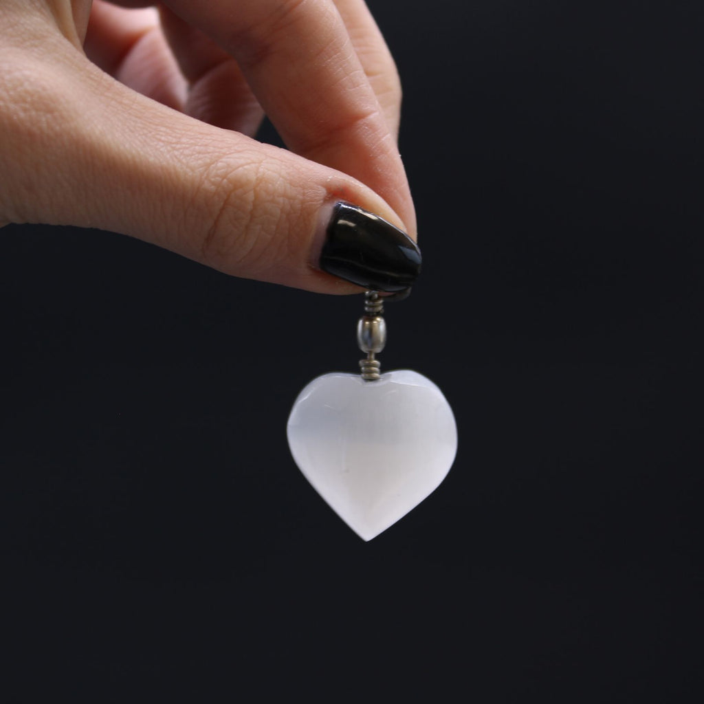 Selenite Heart Pendant for Unique Style and Elegant Fashion Accessory