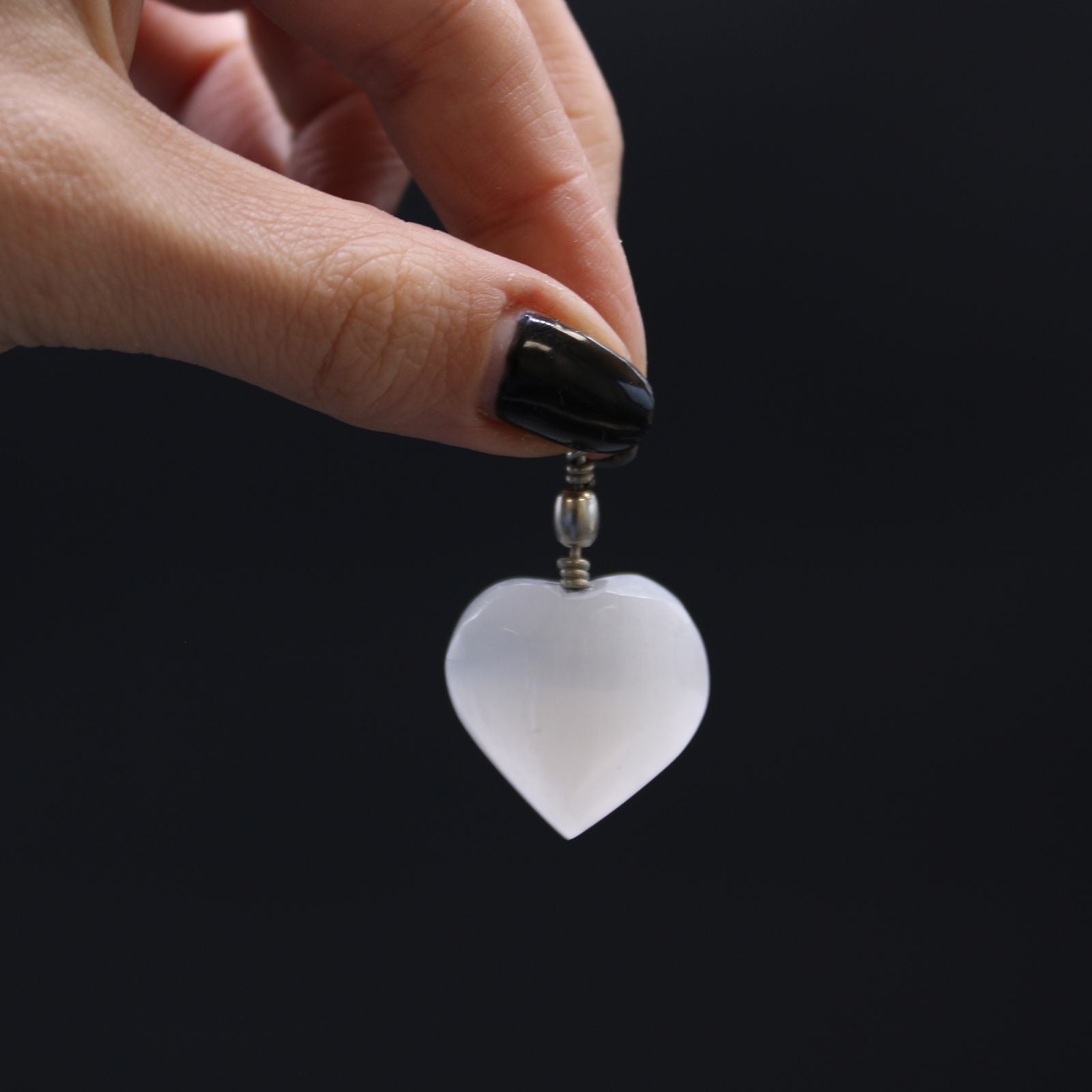 Selenite Heart Pendant for Unique Style and Elegant Fashion Accessory