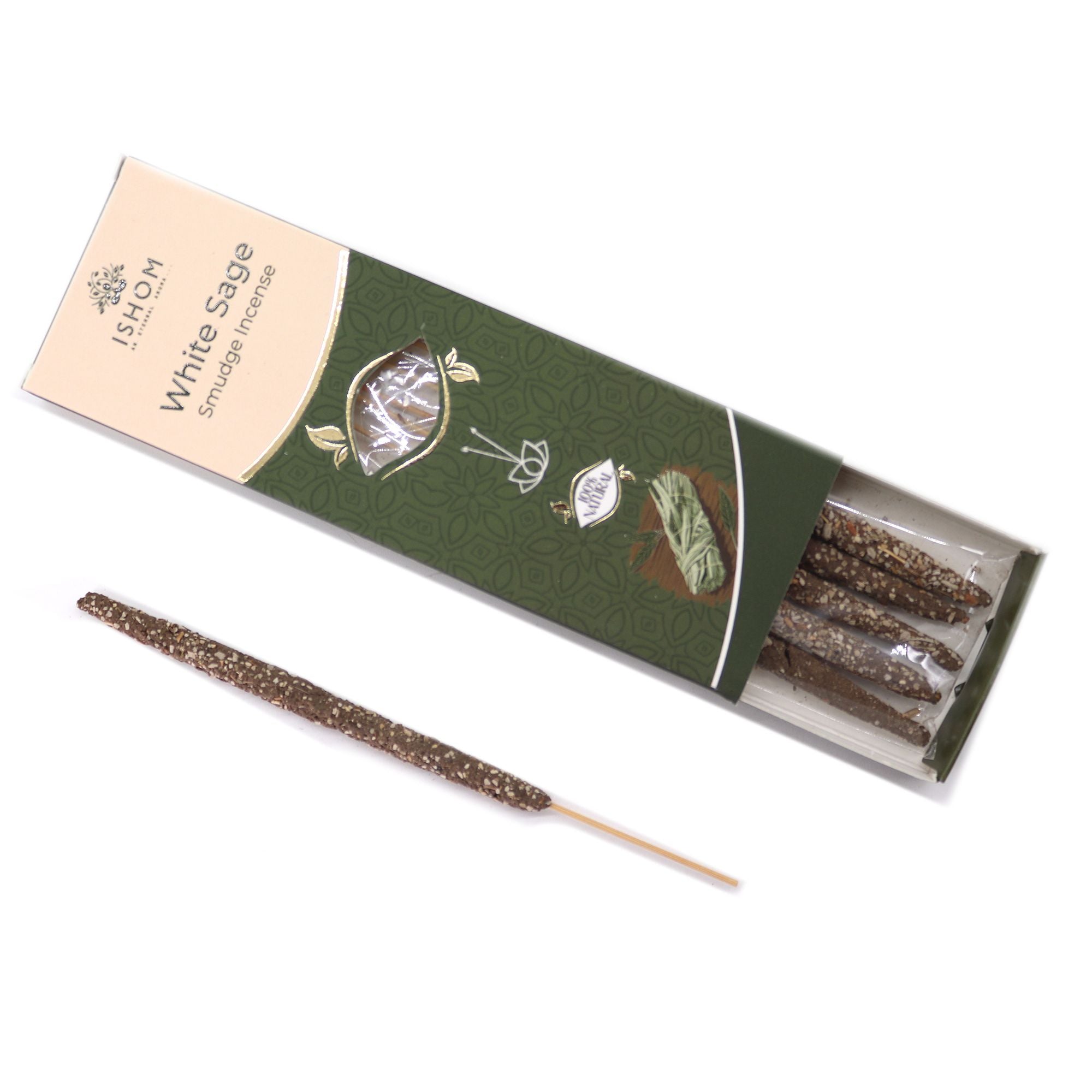 Ishom Smudge Incense White Sage for Cleansing and Purifying Spaces