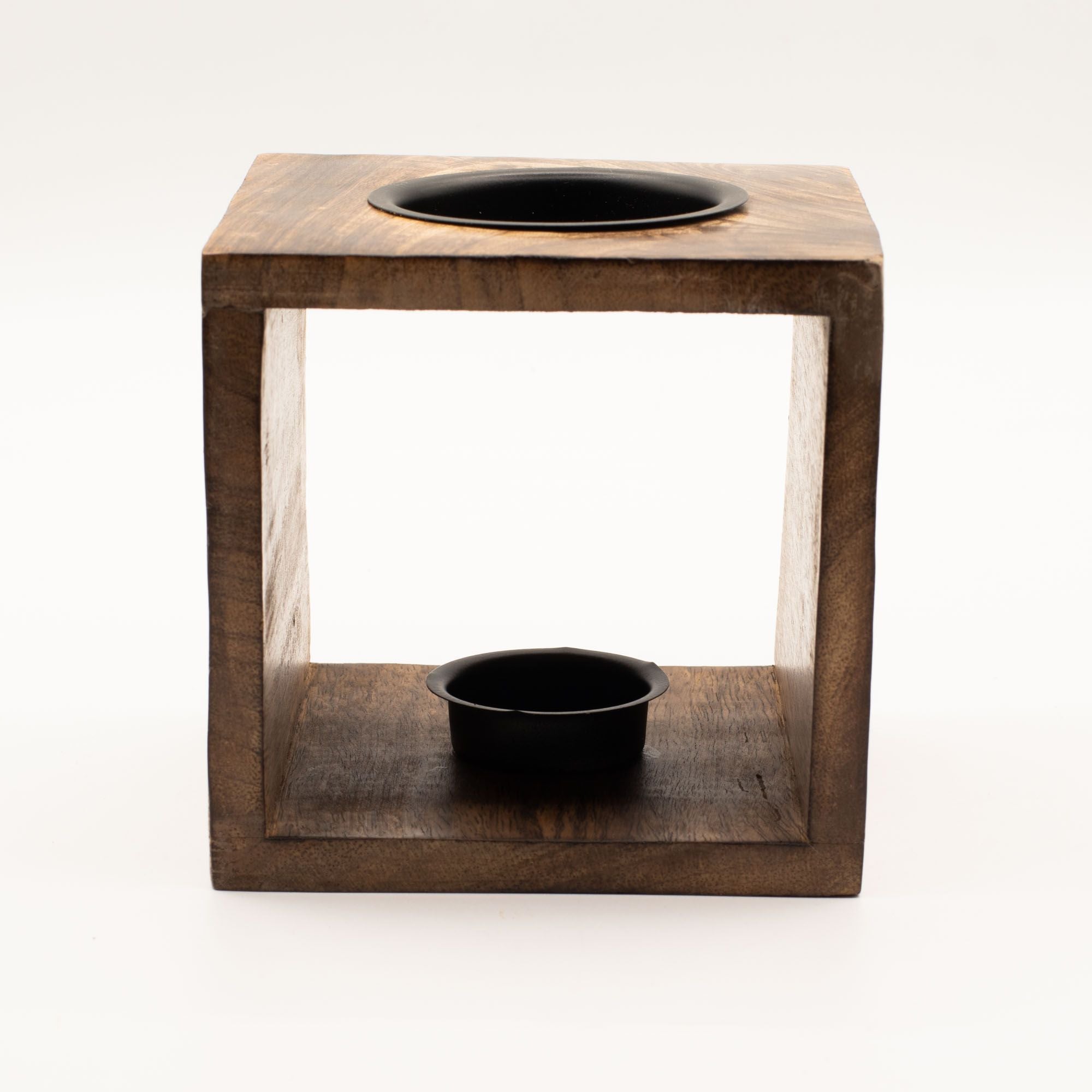 Large Square Mango Wood Oil Burner with Moon Goddess Design