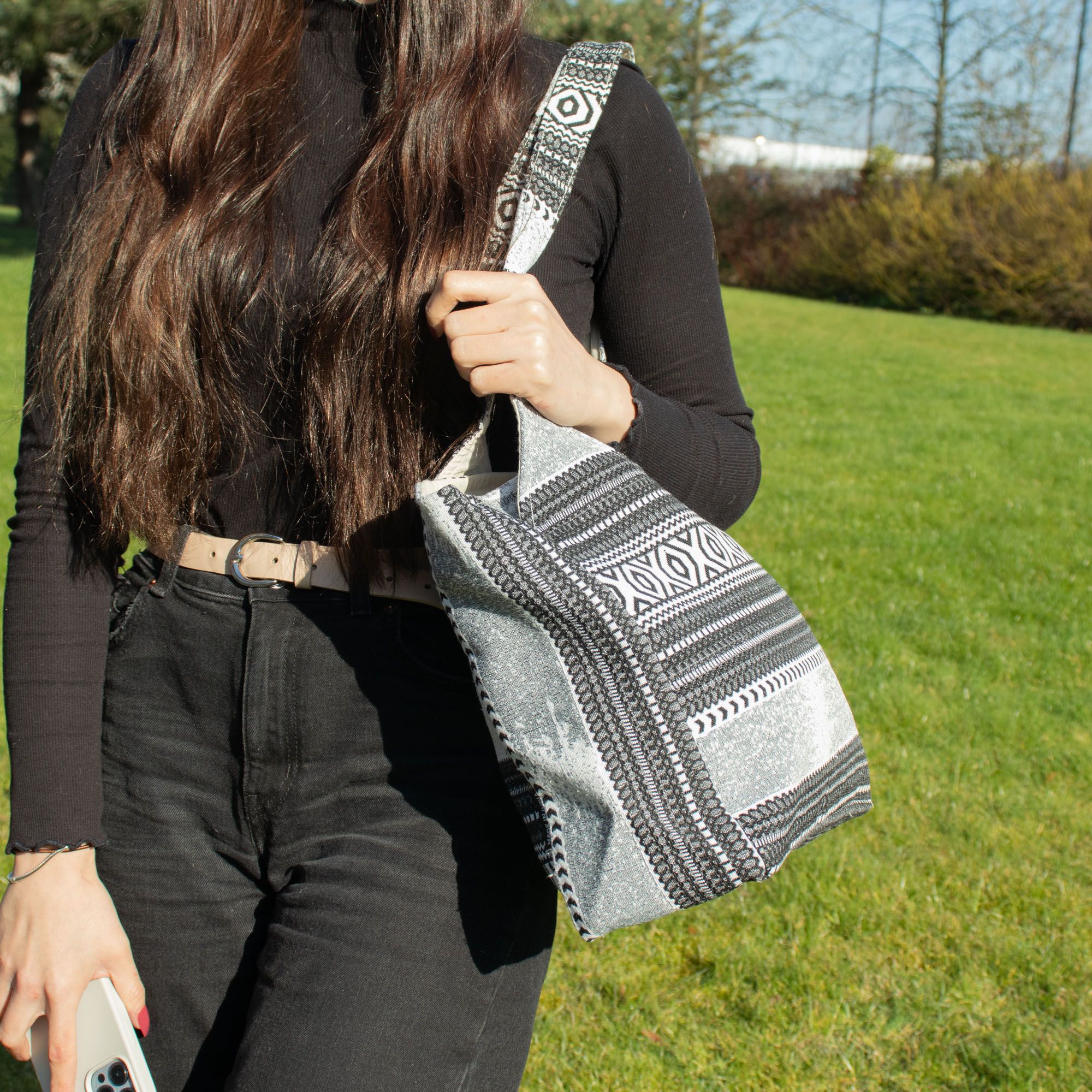 Nomad Sari Jacquard Natural Wander Muse Bag for Everyday Use