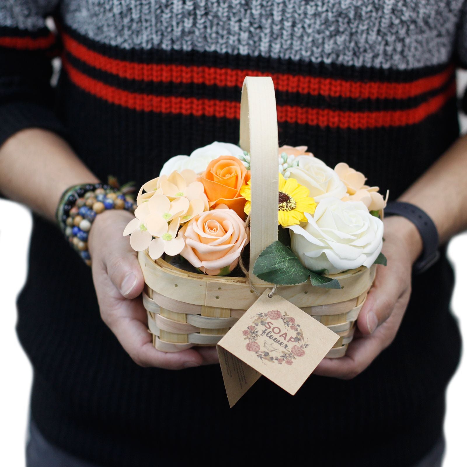 Medium Orange Bouquet in Wicker Basket for Special Occasions