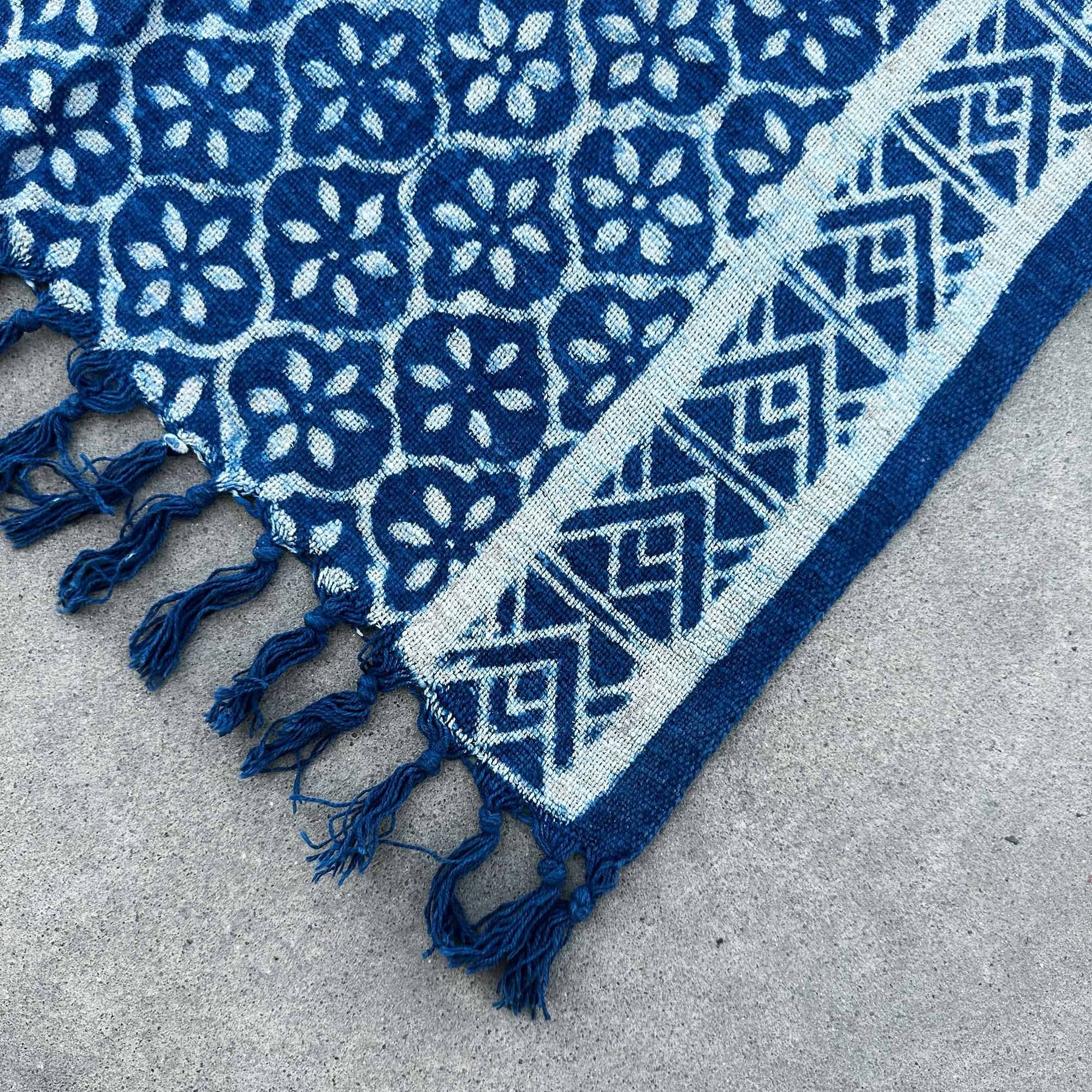 Handmade Indigo Runner 170x60cm with Madjid Tiles Design Artistry