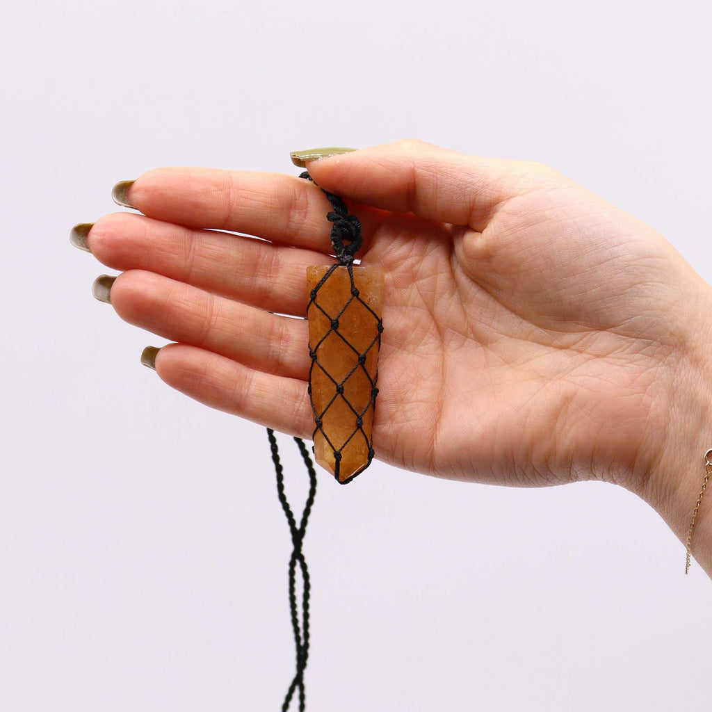 Laced Gemstone Flat Point Pendant with Radiant Golden Quartz