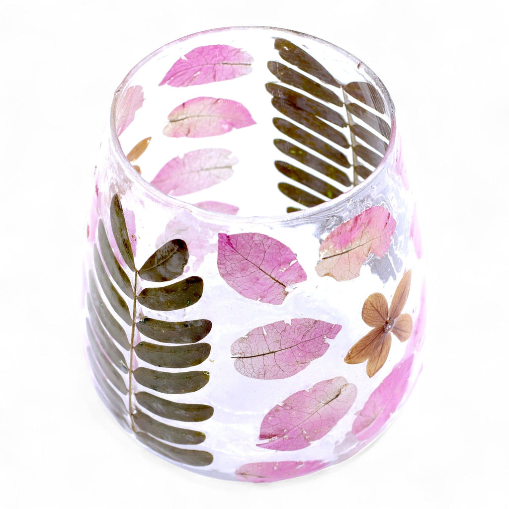 Natural Floral Glass Candle Holder Primavera for Home Decor