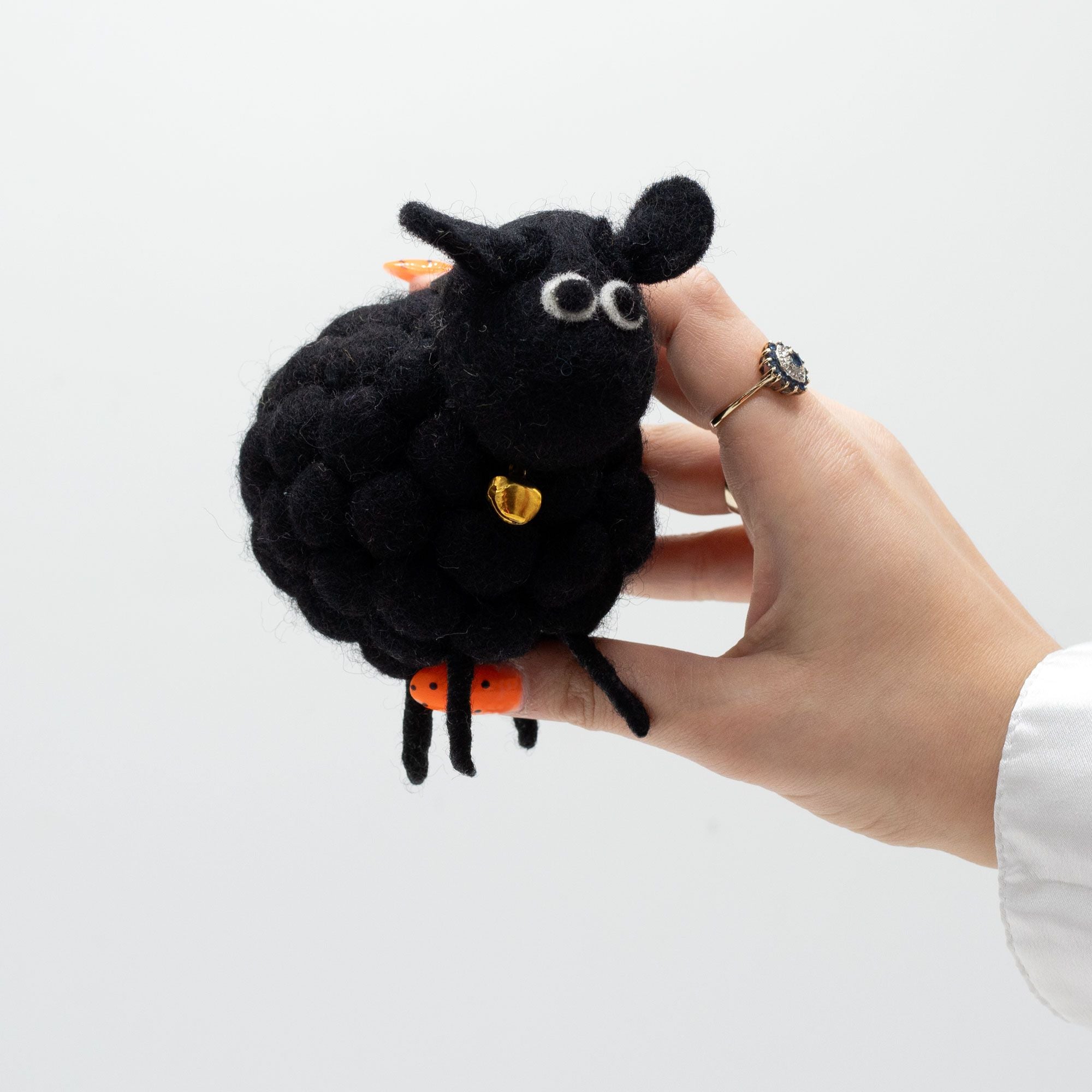 Charming Little Black Felt Sheep for Unique Home Décor Accent