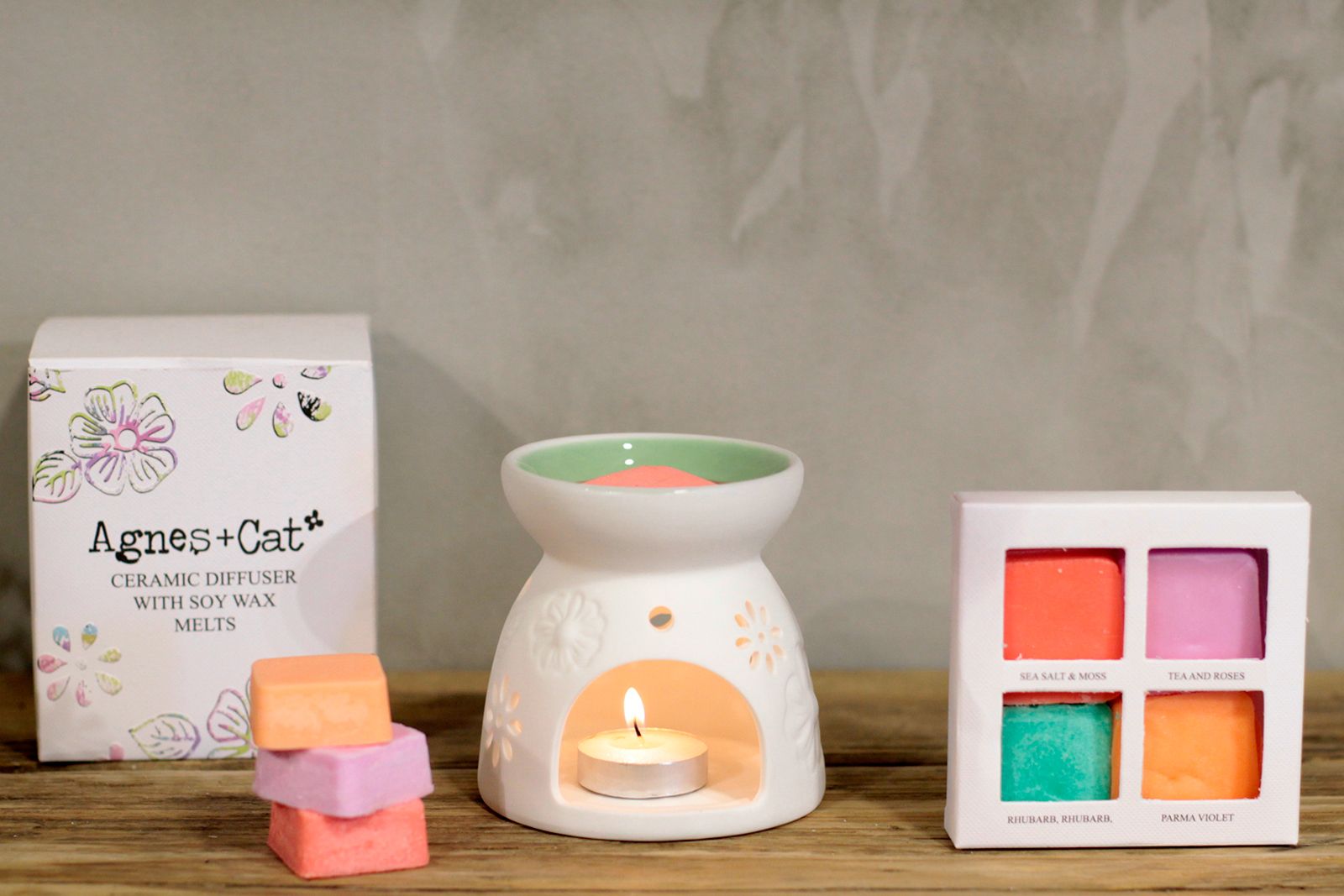 Agnes + Cat Wax Melter with Four Soy Wax Melts