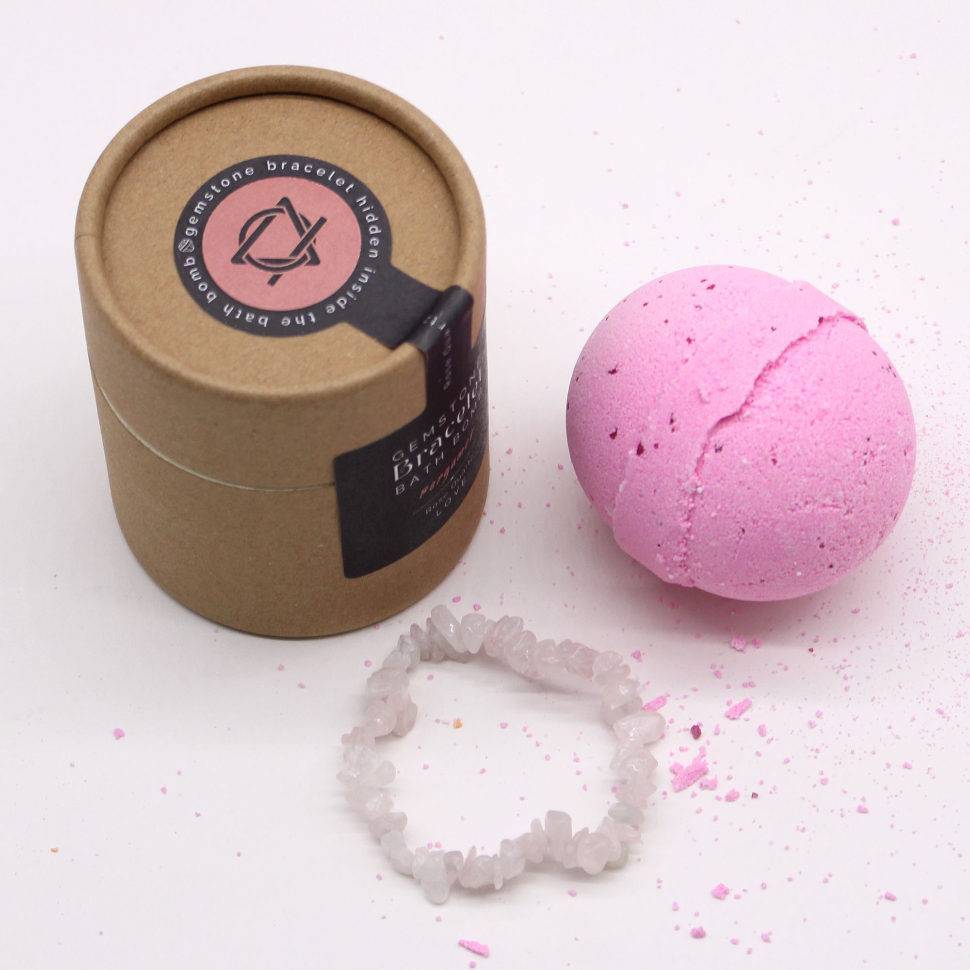 Rose Quartz Gem Bracelet Bath Bomb with Bergamot Fragrance