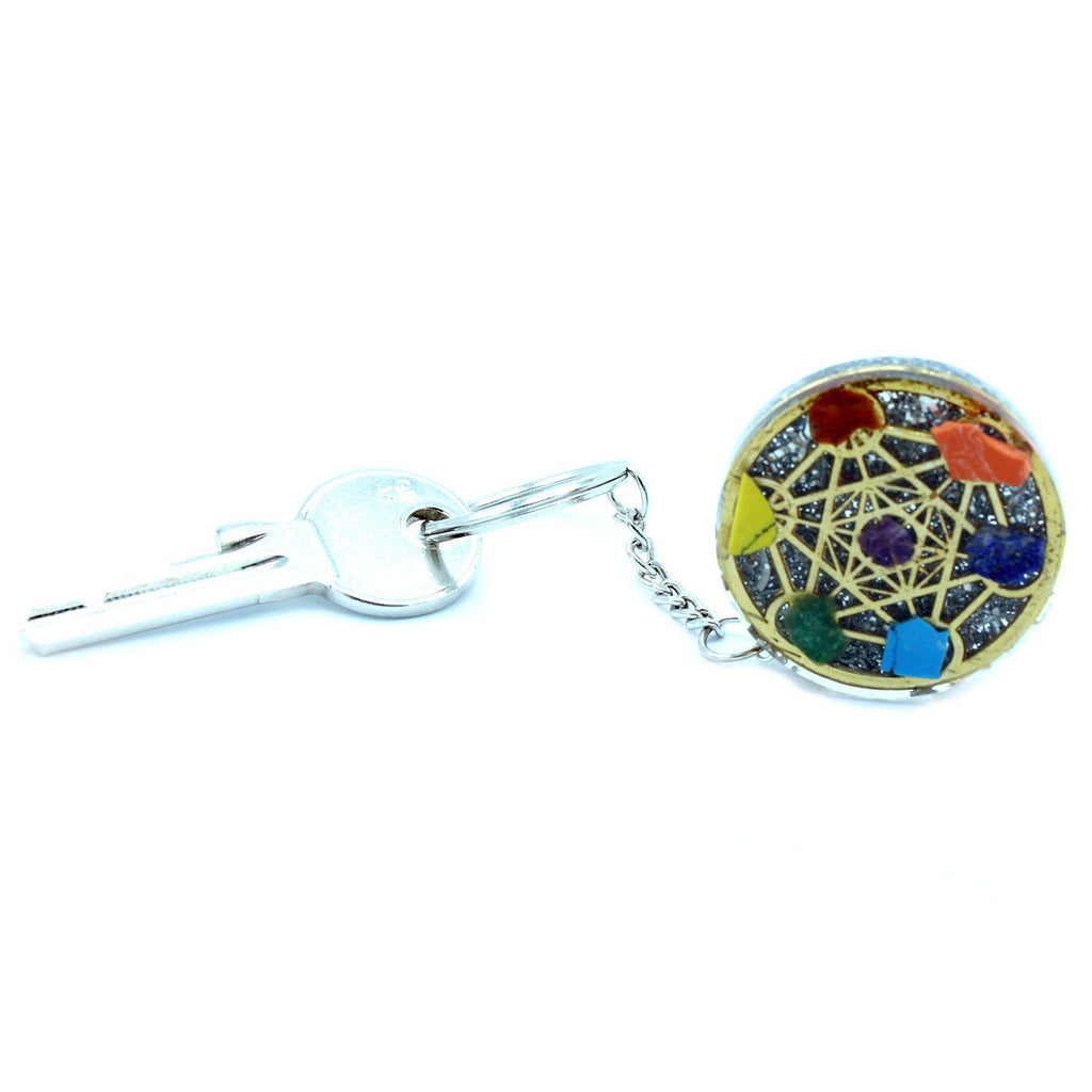 Orgonite Power Keyring Round Seven Chakra for Daily Use and Style
