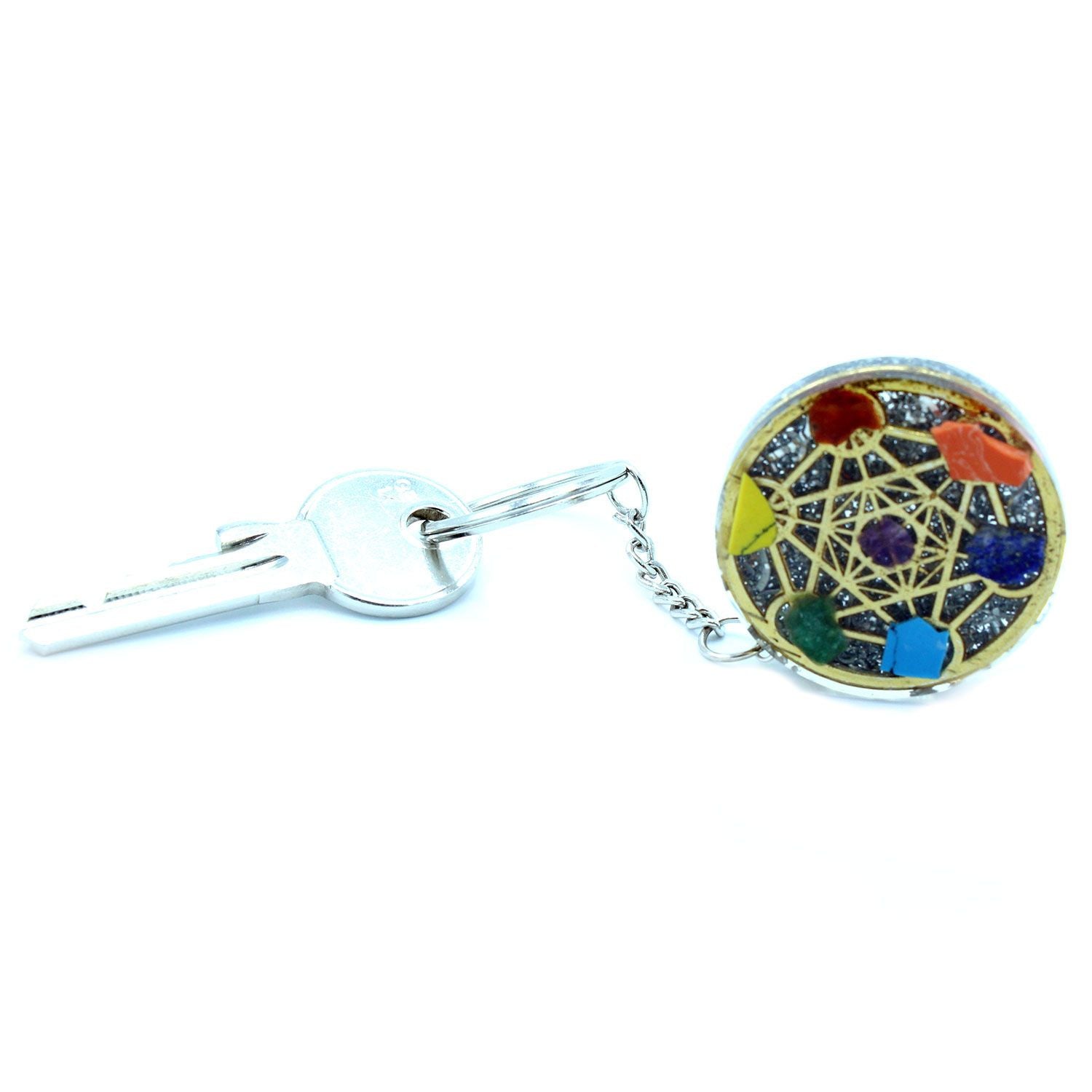 Orgonite Power Keyring Round Seven Chakra for Daily Use and Style