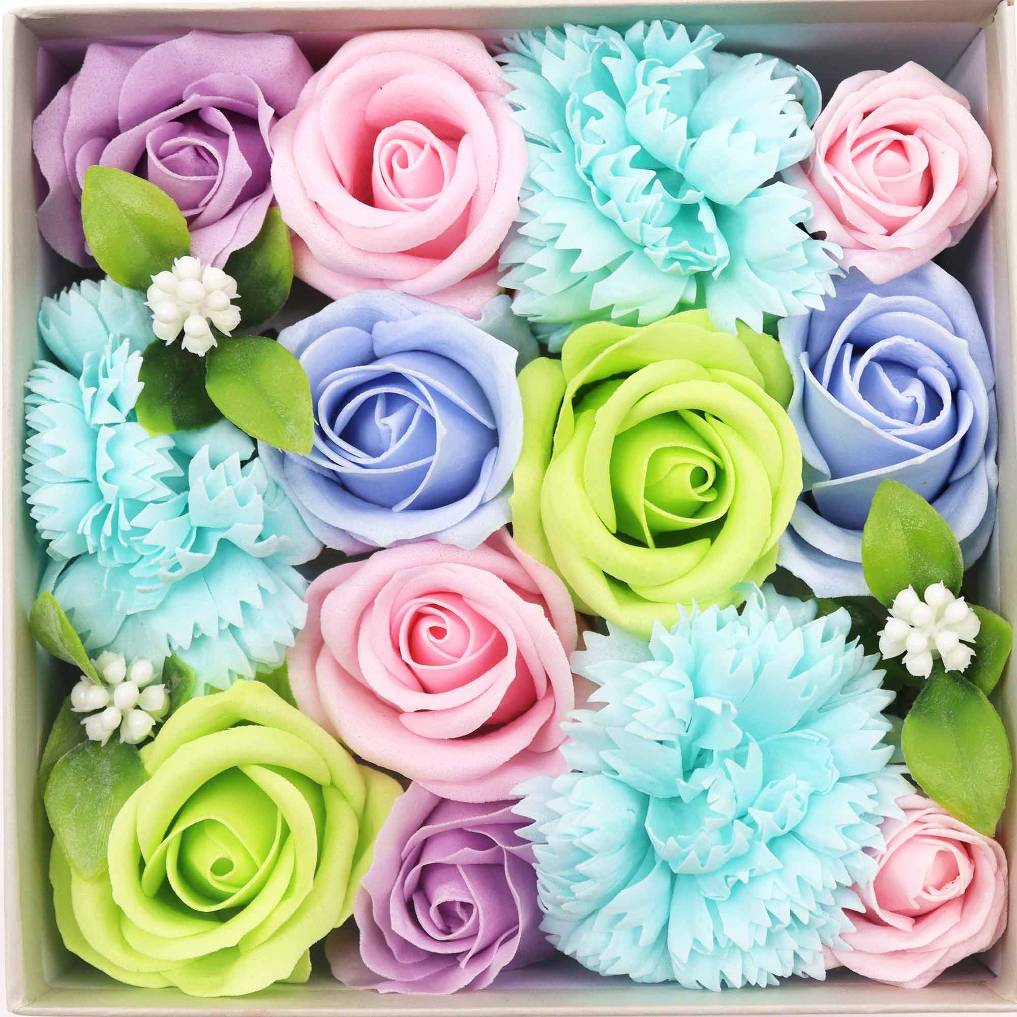 Square Box Baby Blessings Blues Soap Flower Gift Set for Newborns