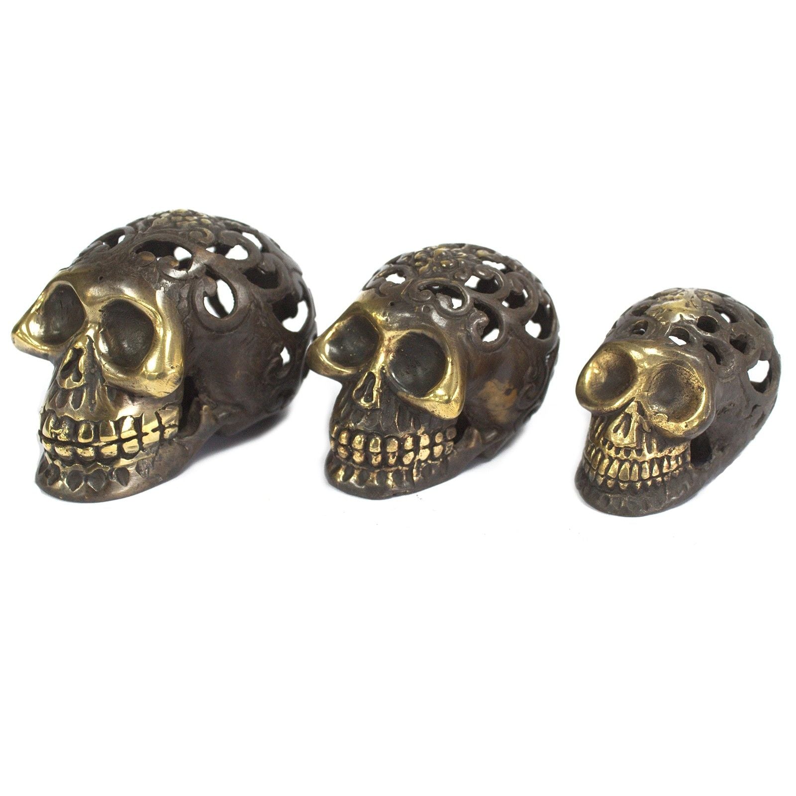 Vintage Brass Skull Large Decorative Fengshui Ornament for Home