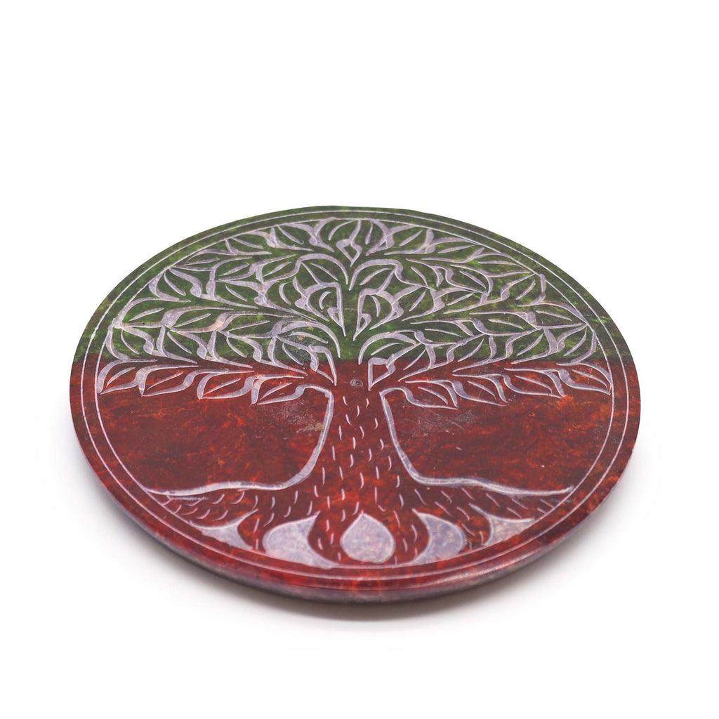 Soapstone Disc Incense Holder Tree of Life for Home Decor Style