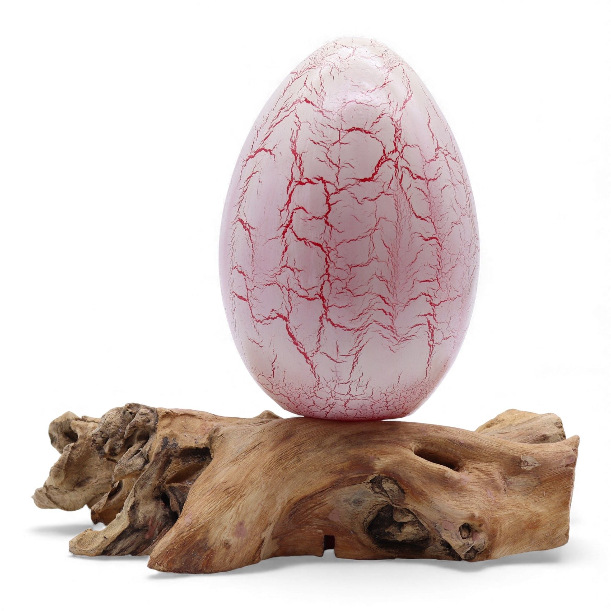 DriftGlow Lamp with Crackle Fire Egg Shade in Orange Finish