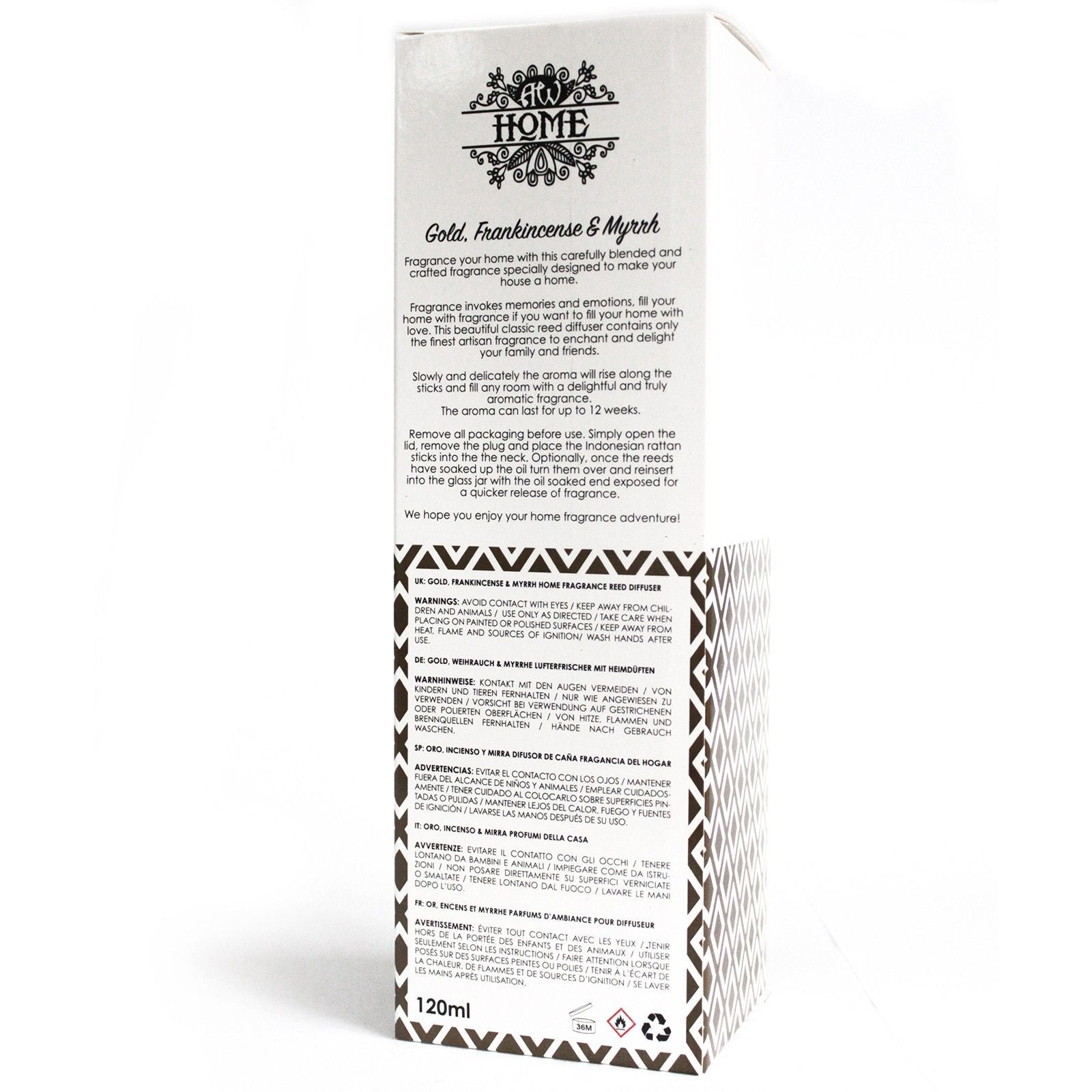 120ml Reed Diffuser with Gold Frankincense and Myrrh Aroma Blend