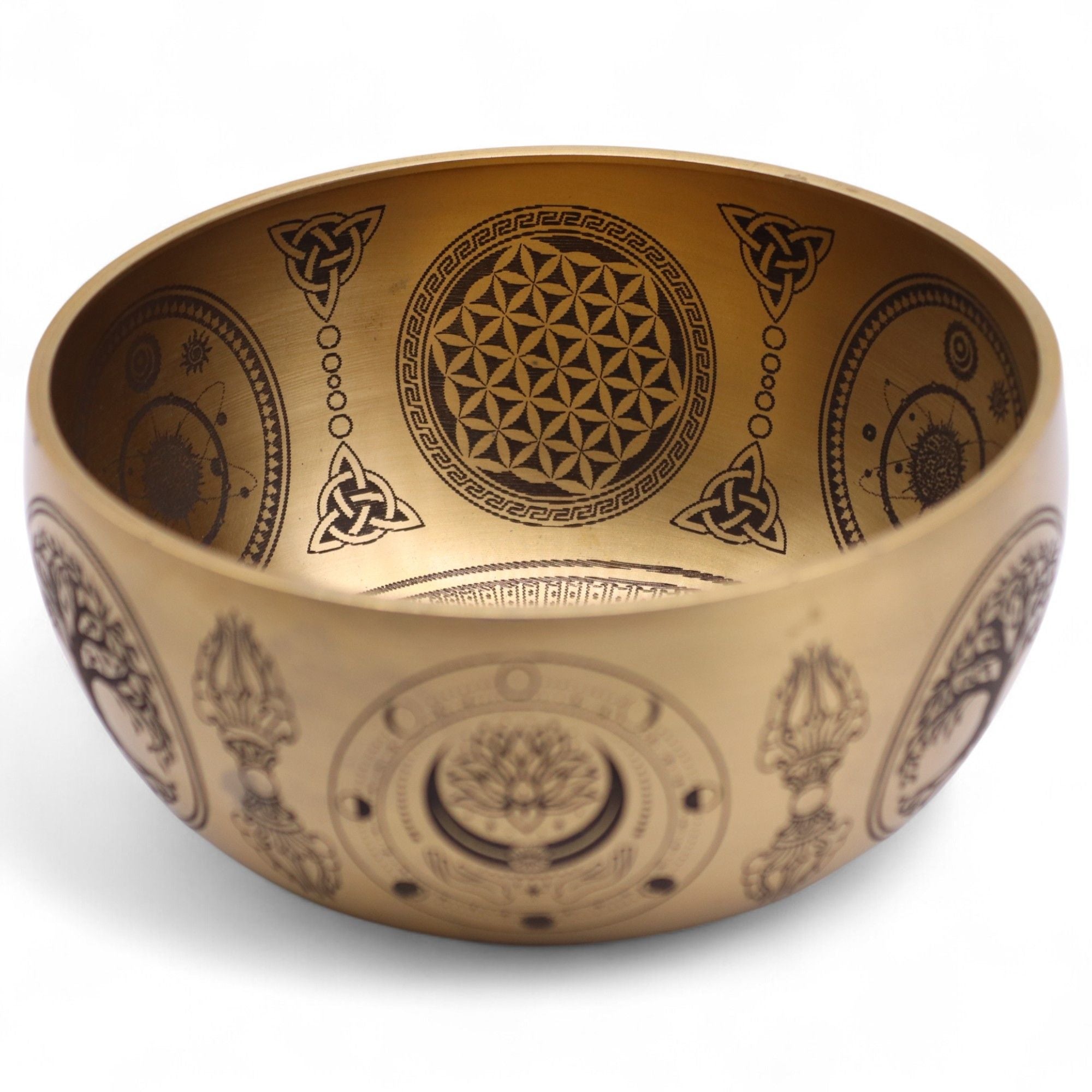 Pure Brass Etched Buddha Set of 4 Singing Bowls for Home Decor