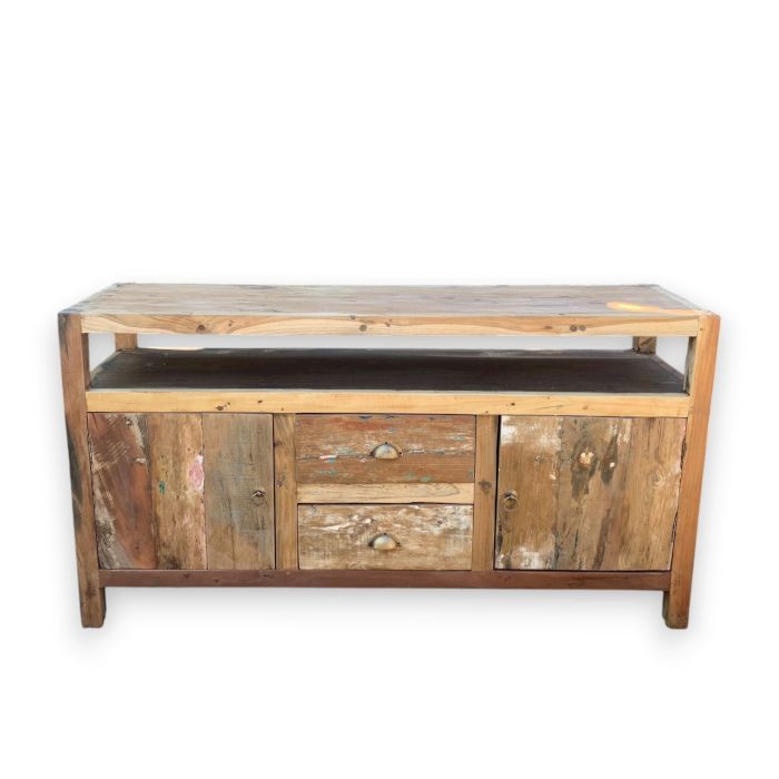 Large TV Stand Recycled Wood for Stylish Living Room Storage