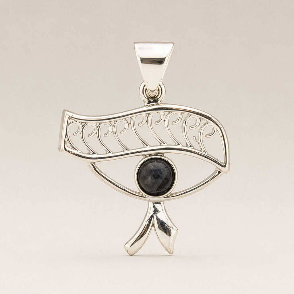 Indian Devotional Pendant with Cleopatra Eye and Iolite Stone
