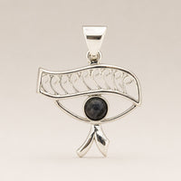 Indian Devotional Pendant - Silver Plated (45cm Cord)- Cleopatra Eye - Iolite