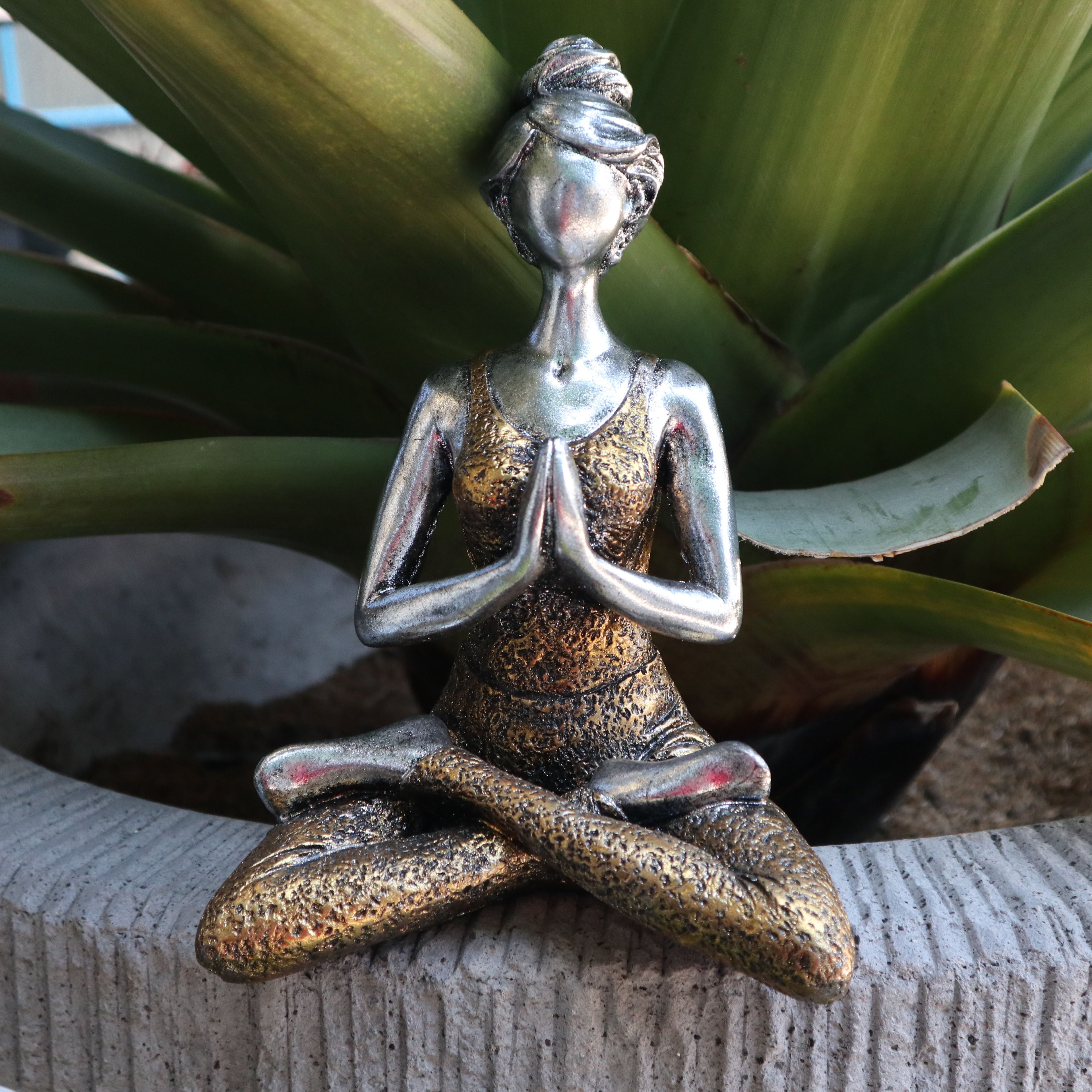 Yoga Lady Figure in Silver and Gold 24cm for Stylish Home Decor