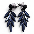 Jet Black Vintage Glass Long Drop Earrings for Elegant Style