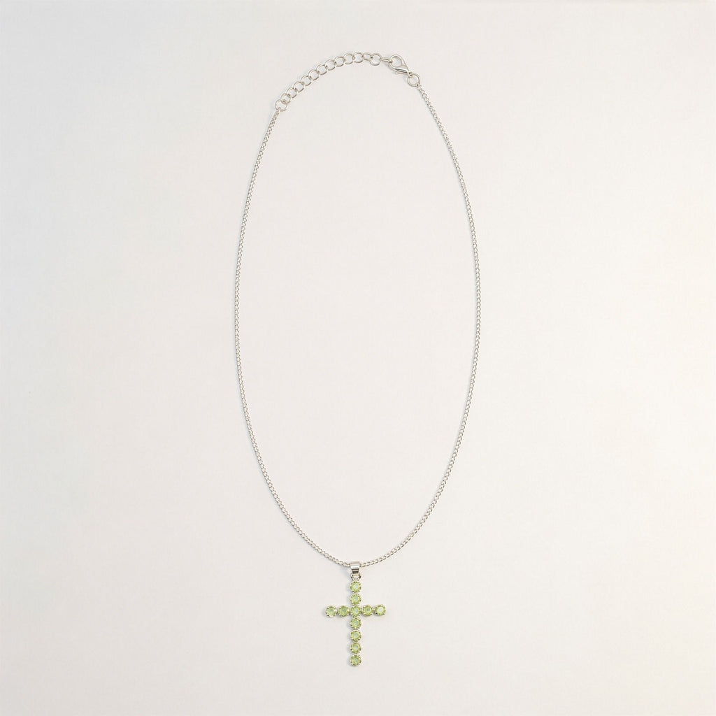 Indian Devotional Pendant with Silver Plated Chain and Peridot