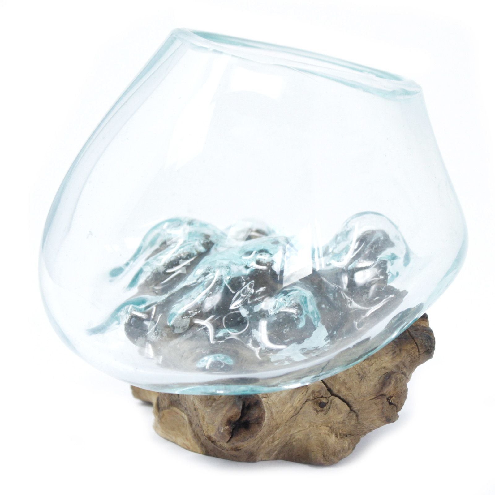 Molten Glass on Wood Small Bowl for Chic Home Decor Accents