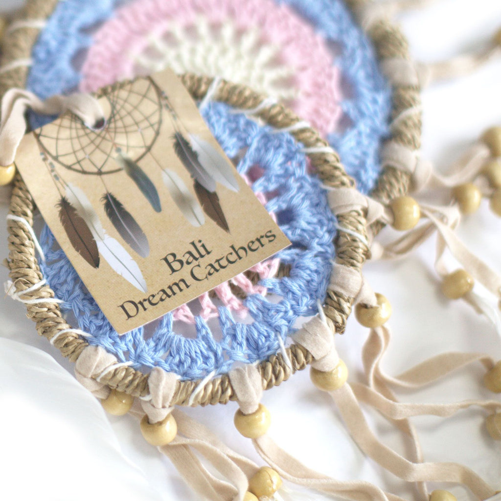 Pastel Pink Macramé Dream Catcher 12cm for Home Decor