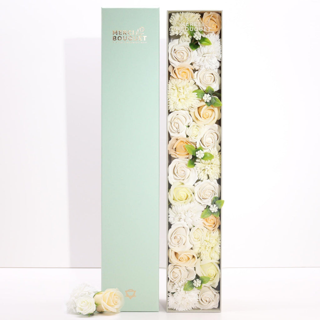 Extra Long Box Wedding Blessings Gift Set with White and Ivory Flowers