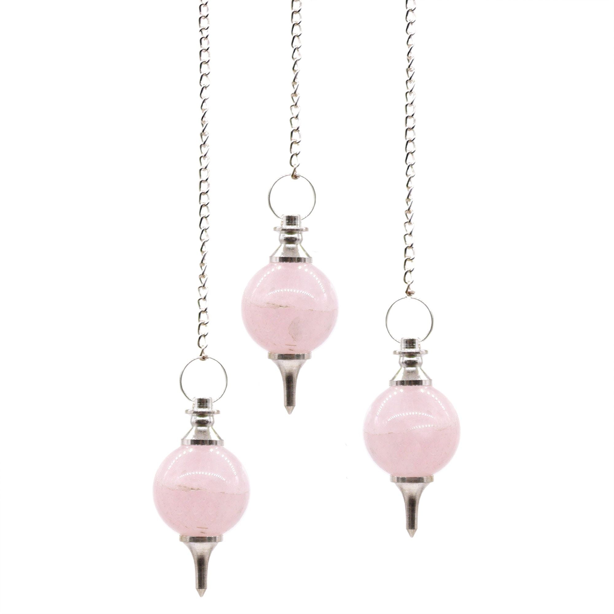 Rose Quartz Sphere Pendulums for Dowsing and Magical Divination