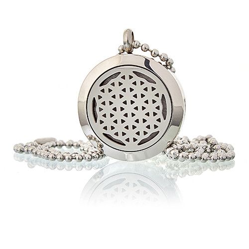 Aromatherapy Diffuser Necklace with Flower of Life Design 25mm