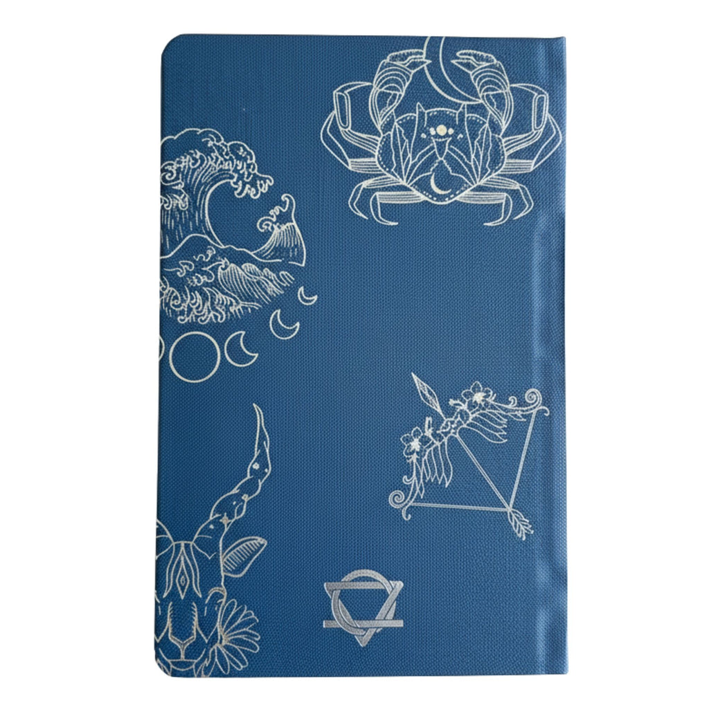 Midnight Blue Wellness Journal with Silver Zodiac Cover Design